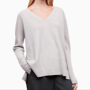 Aritzia Babaton Heather Light Grey Houston V neck Sweater